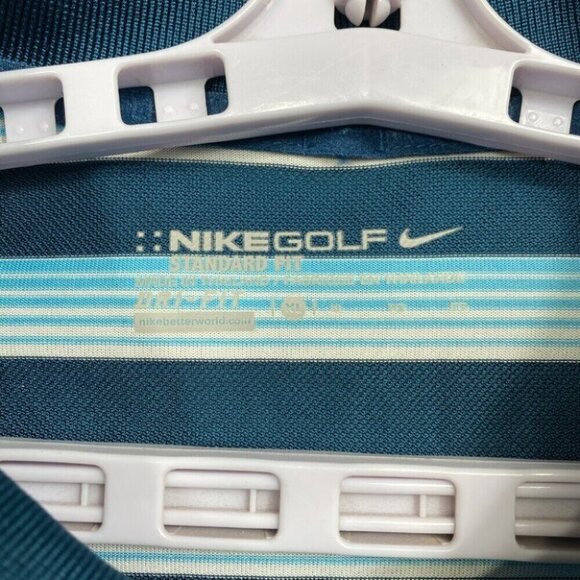 Nike Golf Standard Fit Polo Shirt XL Multi-Blue White Striped Golfer Performance - Picture 5 of 10